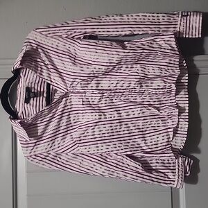 Alfani Petite Purple White Button UP Blouse, Women's 6P